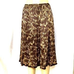 Lafayette 148 Skirt Silk Brown A line Flare 8 M